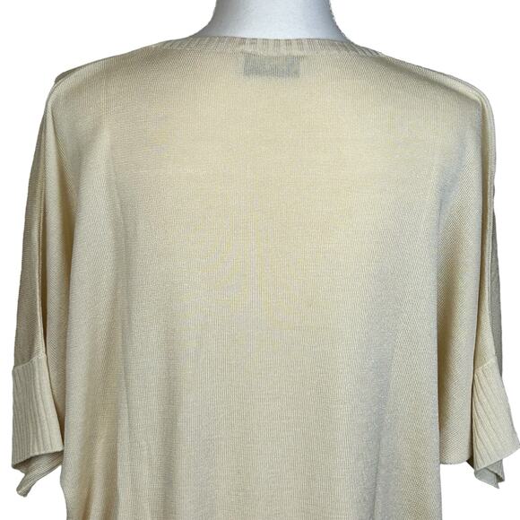 GISPA Light Sweater Women Size 14 Yellow Italian Made Knit Dolman Minimalist Top - Picture 3 of 11